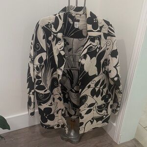 Garden Gear Black and Cream Floral Jacket